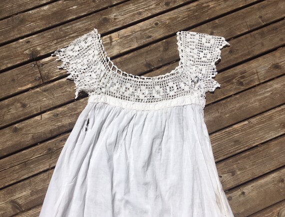 Edwardian cotton dress crochet nightgown night gow