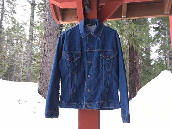 M L 1960s Denim Jacket Dark Blue Jean Jeans Jacket Trucker Etsy