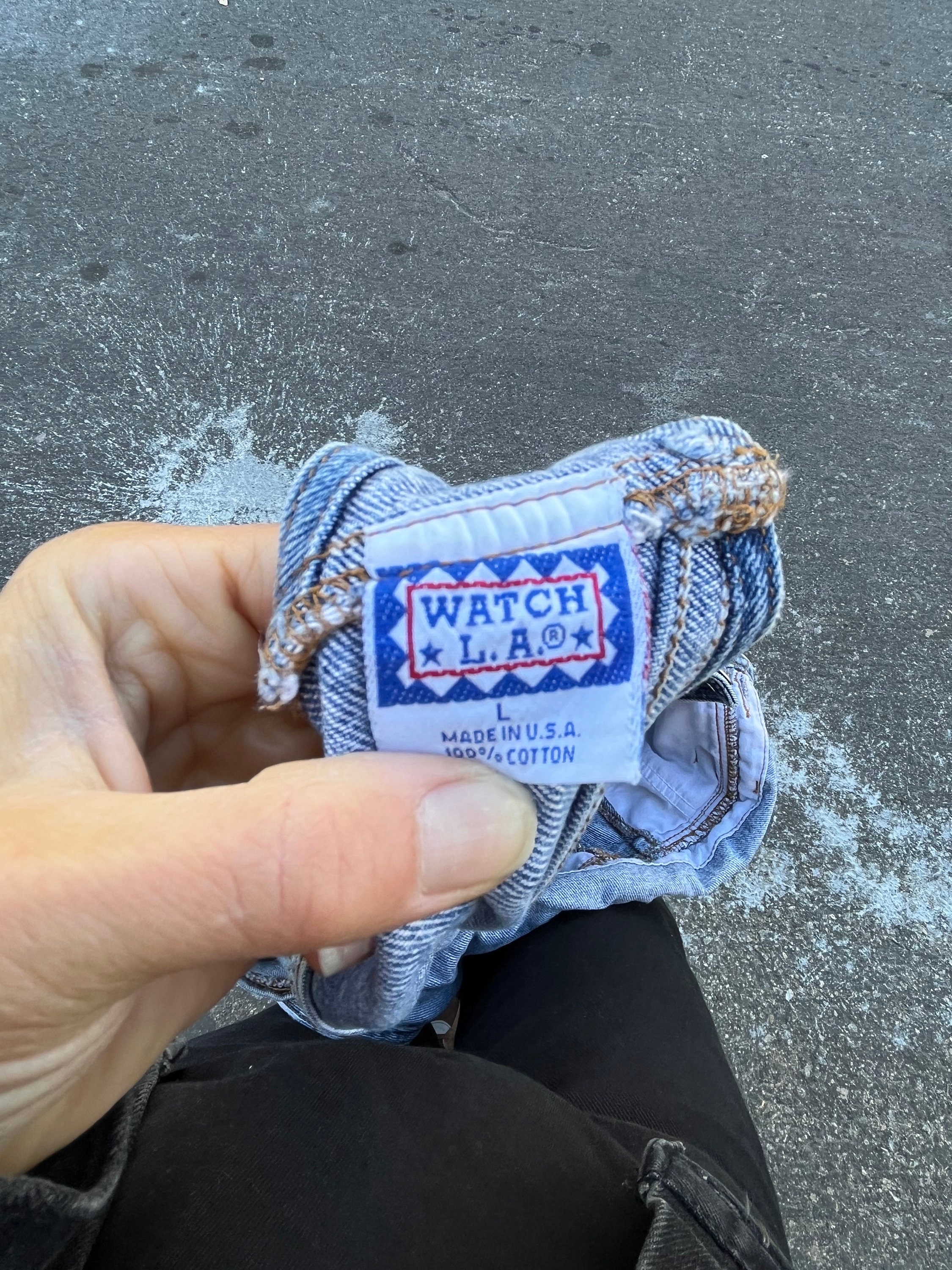 XS S Vintage Overalls 90s 1990s Blue Jeans Denim Watch L. A.