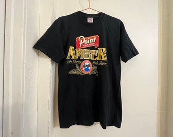 Point Beer shirt made in USA single stitch Stevens Point Wisconsin WI black miusa packers