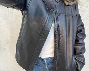 Vintage 1990s Banana Republic Leather Bomber Jacket Made in USA