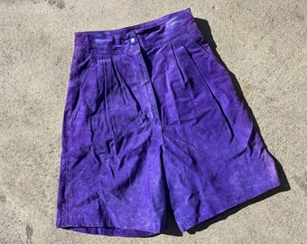 24 25 leather shorts high waist purple suede Chia