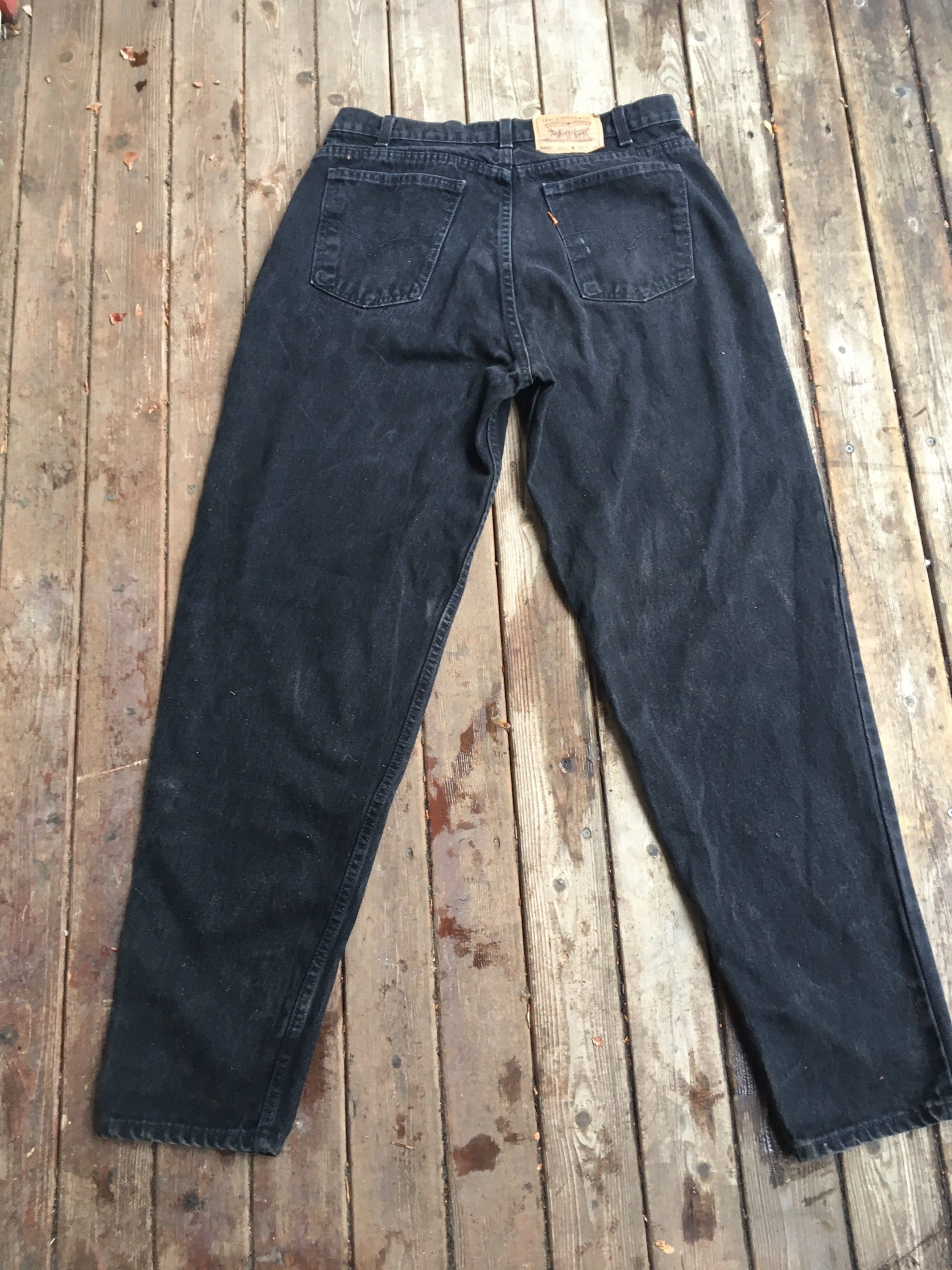 34 Baggy High Waist Levis Jet Black Made in USA L XL Extra Large 100 ...