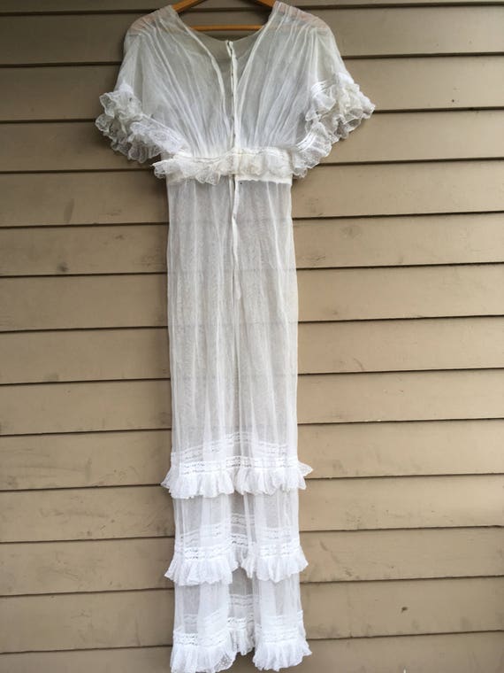 Antique Edwardian maxi dress sheer cotton gauze n… - image 9