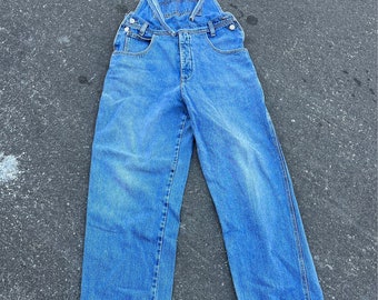 XS S Vintage Overalls 90s 1990s Blue Jeans Denim Watch L. A.