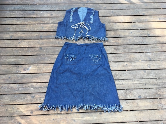Long blue jean skirts 1940s sales