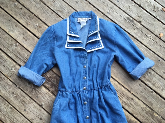 High waist denim dress