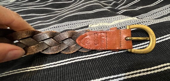 26 LL Bean woven leather belt XS wide 1970s brown… - image 7