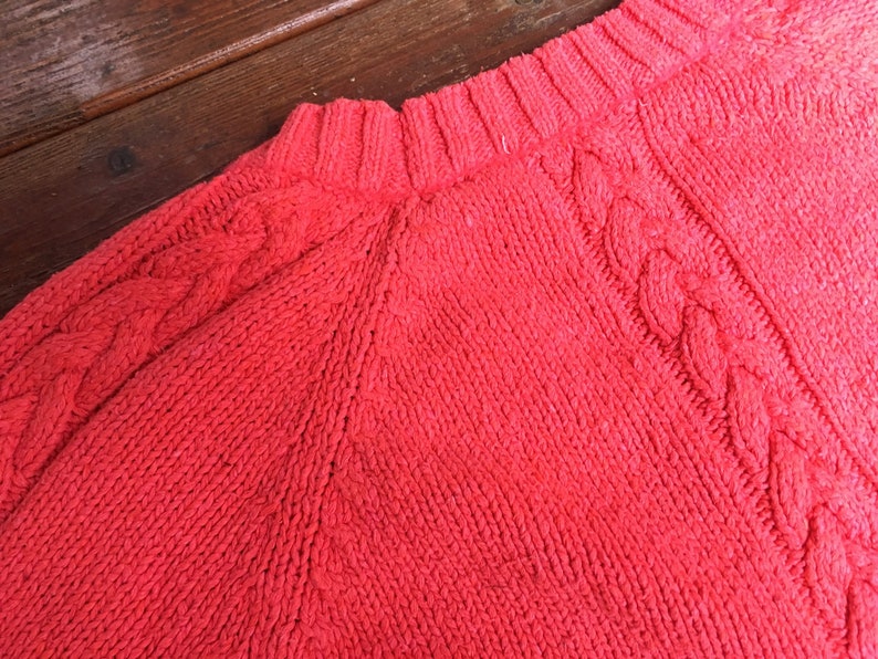 XSS Silk cotton boxy sweater 90s crop top cropped sweater XS S fuchsia hot pink coral silk blend heavyweight heavy thick warm winter 1990s