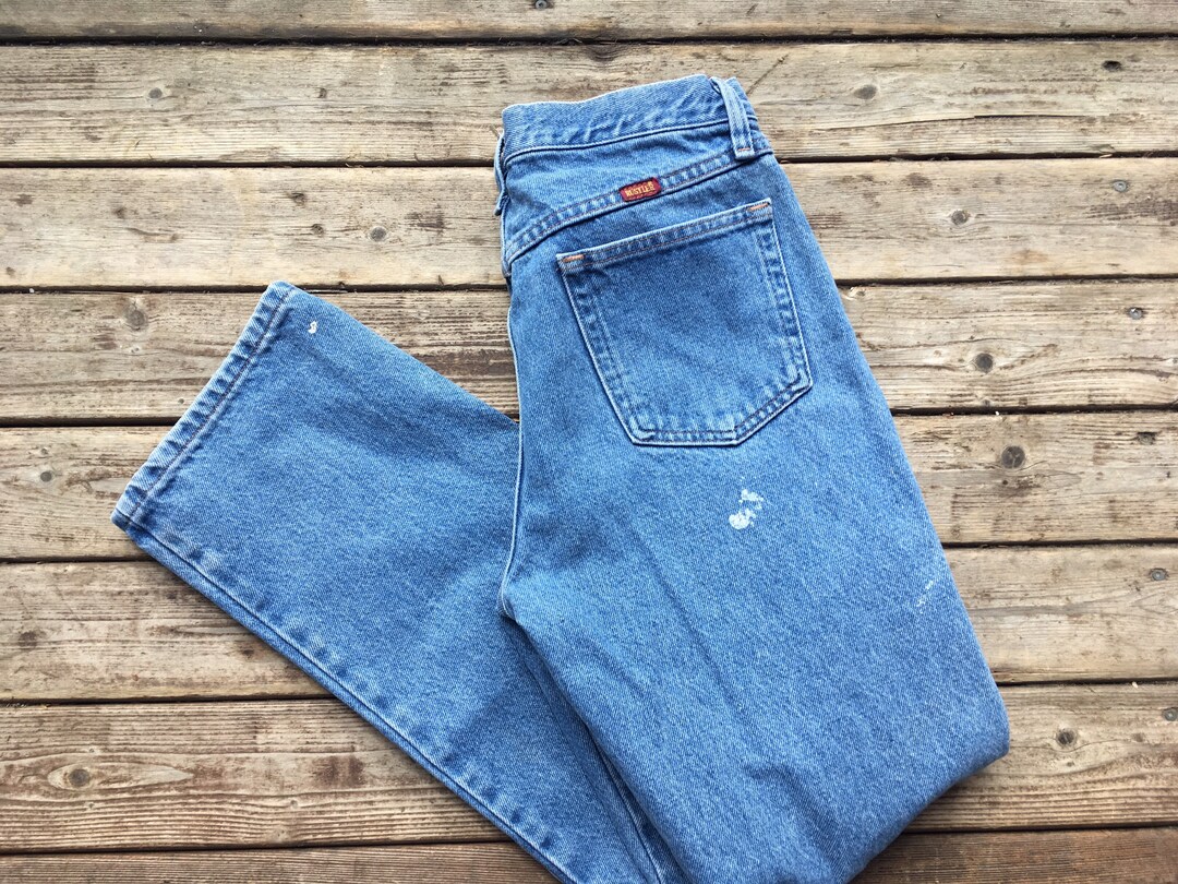 32 Distressed Rustler Jeans High Waist Straight Leg Paint Splatter 29 ...