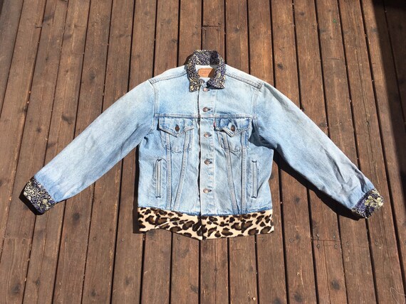 levi's leopard print denim jacket