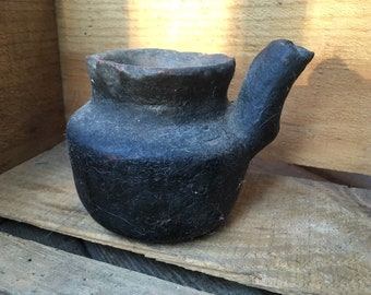Antique Tibetan butter jar vase pitcher lamp ceramic ceramics stone stoneware small Tibet Himalayas Mahayana Buddhist Buddhism art collector