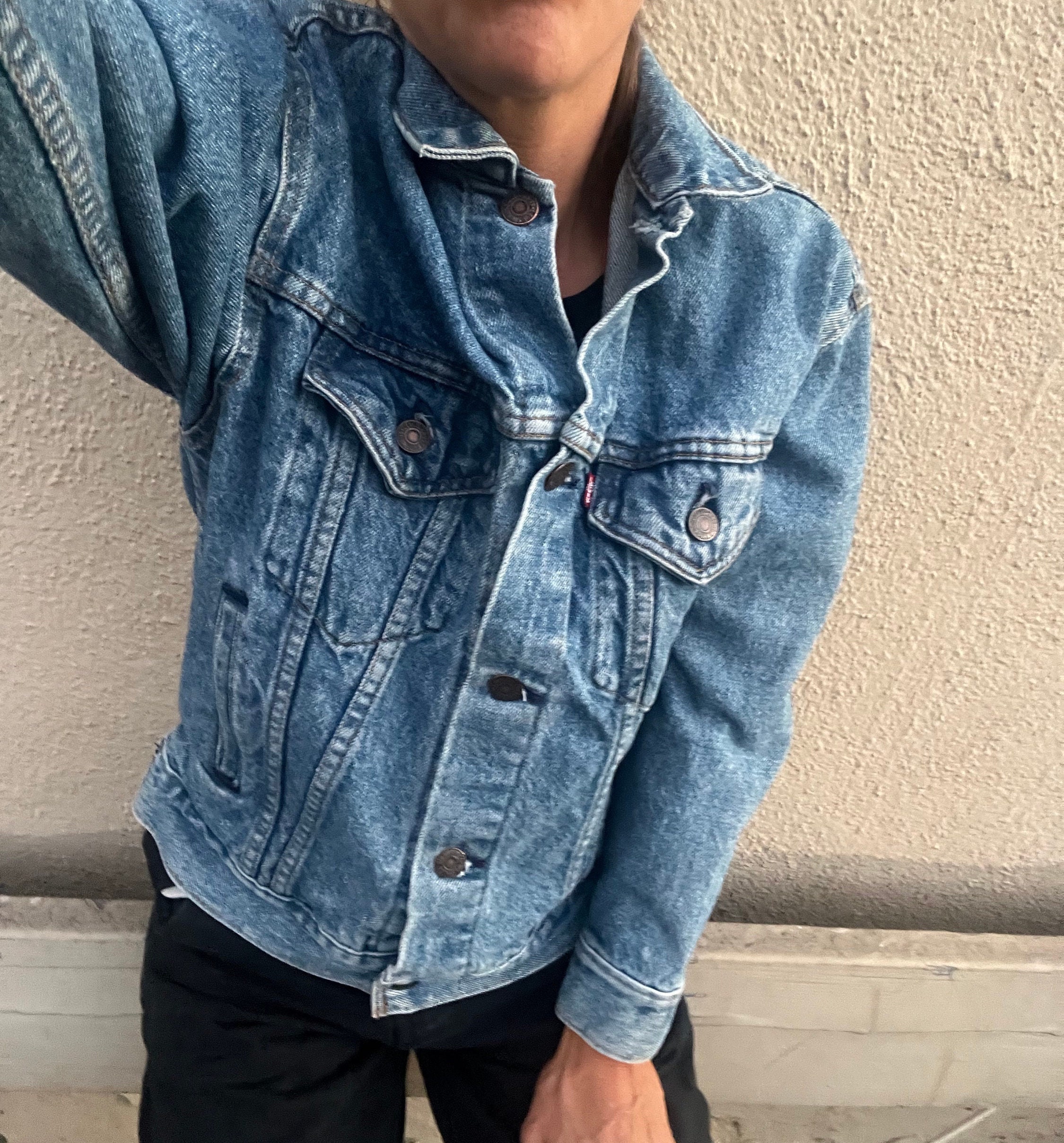 XS Levis Jean Jacket Made in USA Extra Small Distressed