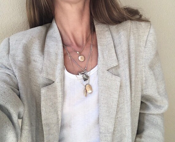 Linen blazer beige boxy jacket 80s 1980s oversized
