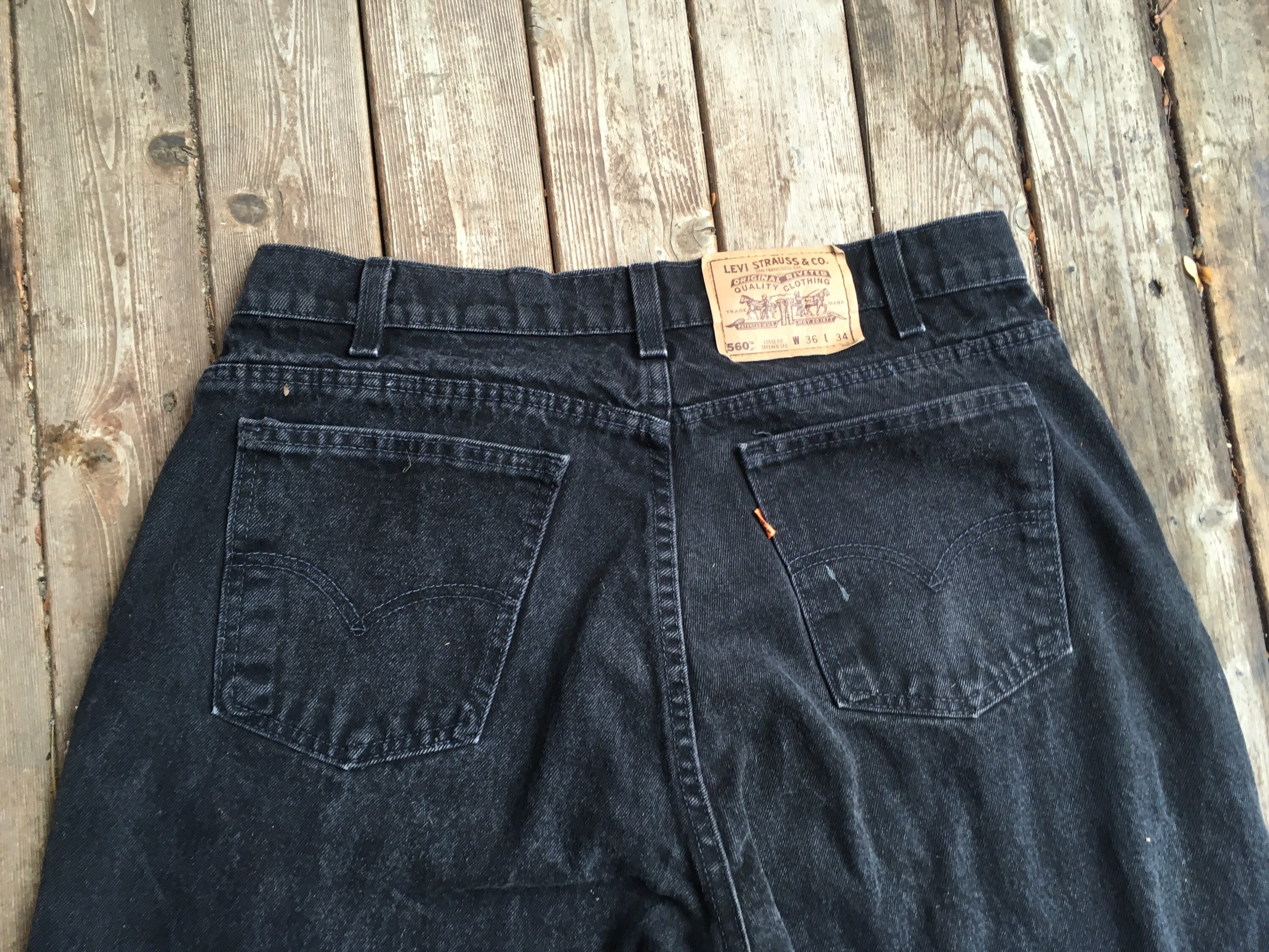 34 Baggy High Waist Levis Jet Black Made in USA L XL Extra | Etsy