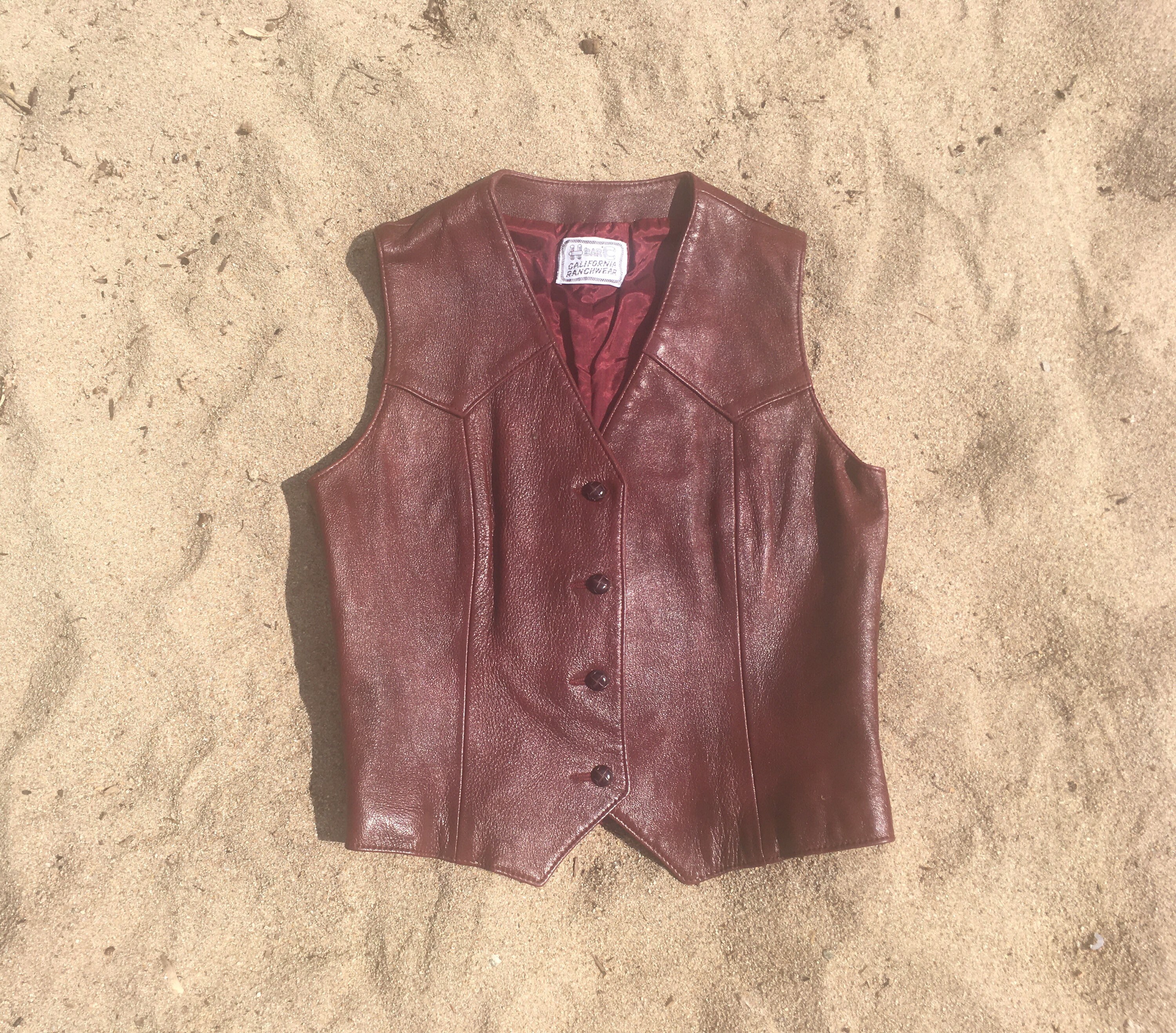 Mens Vintage Brown Sheepskin Leather Cowboy Vest