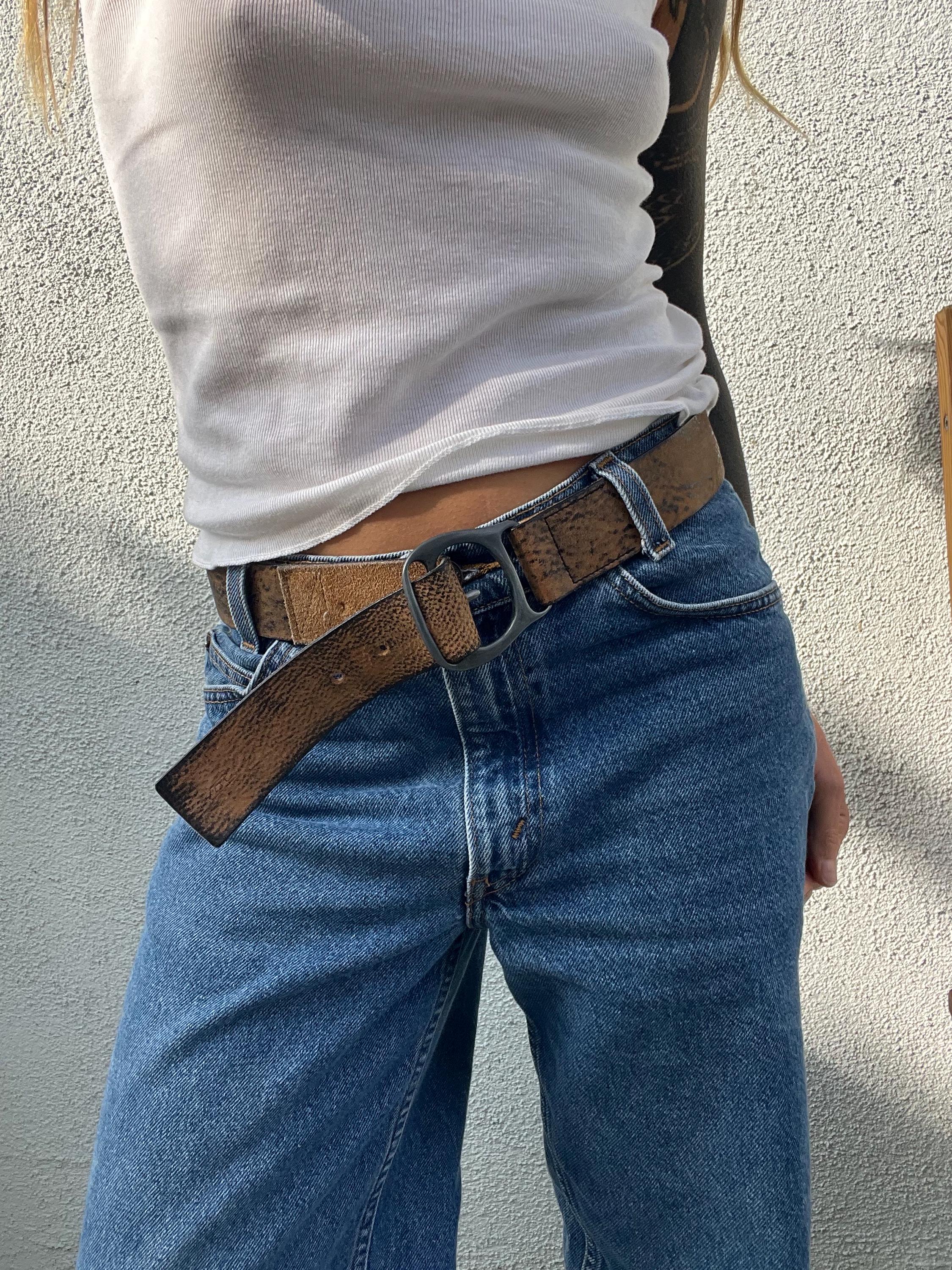 Diesel Men 00S Studded Belt Croc Skull Grunge Y2K Classic