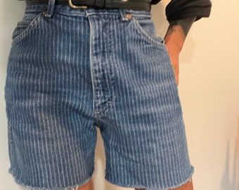 S Lee Union Made denim shorts high waist rise cut offs summer blue jeans indigo rise dark mid wash 24 25 26 27 28 29 30 vintage size 9 small