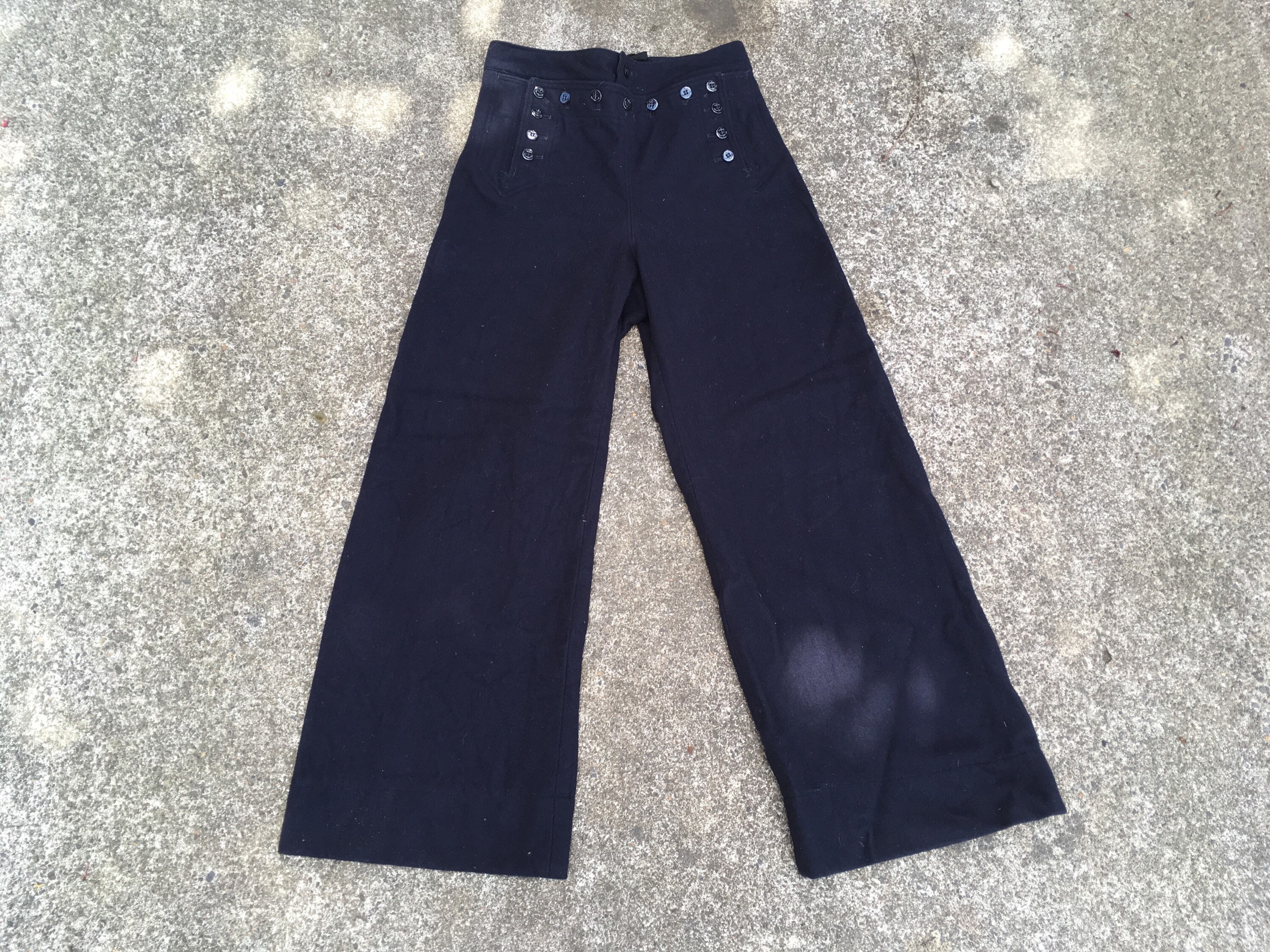 29/30 Wide Leg Sailor Pants Wool Navy 
