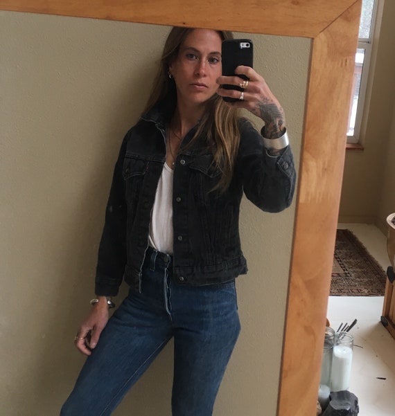 XS Levis trucker jacket black denim jean jeans