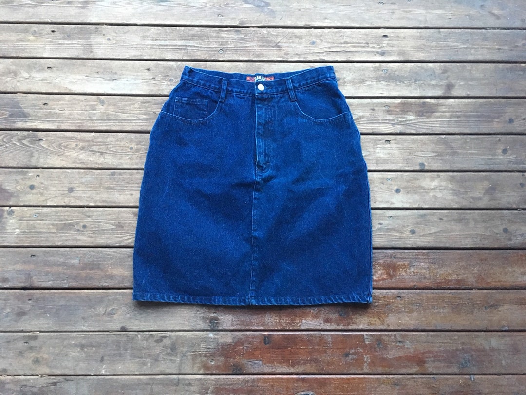 30 Denim Miniskirt Jeanjer by Jordache Dark Blue High Waist - Etsy