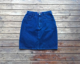 30 Denim miniskirt Jeanjer by Jordache dark blue high waist mini skirt short skirt blue jean skirt blue jeans medium M 28 29 30 size M 11 12