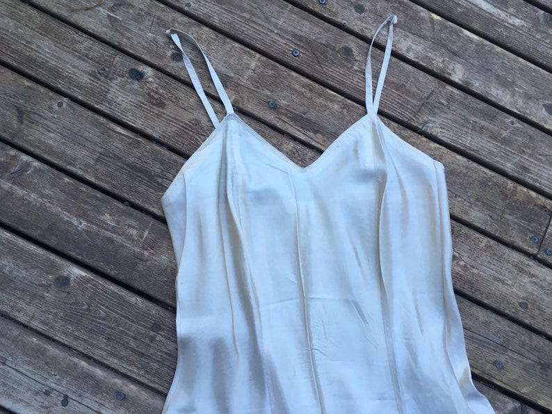 1940s slip dress taffeta 40s 30s 1930s S M small medium 34 36 beige ivory taupe maxi long dress minimal minimalist tan sleeveless handmade