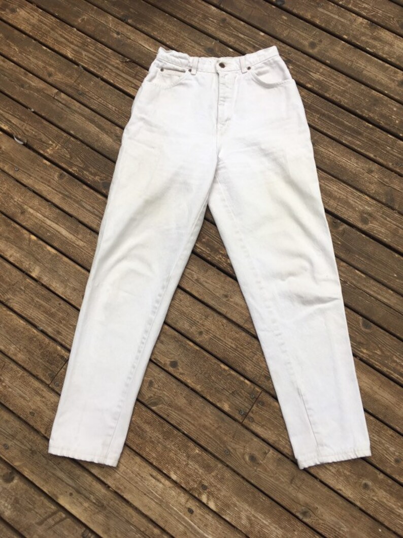 27 High waist white jeans 27x30 26 28 Lands End Square Rigger | Etsy