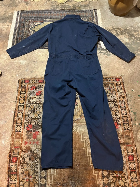 S/M French blue coveralls one piece navy dark blu… - image 5