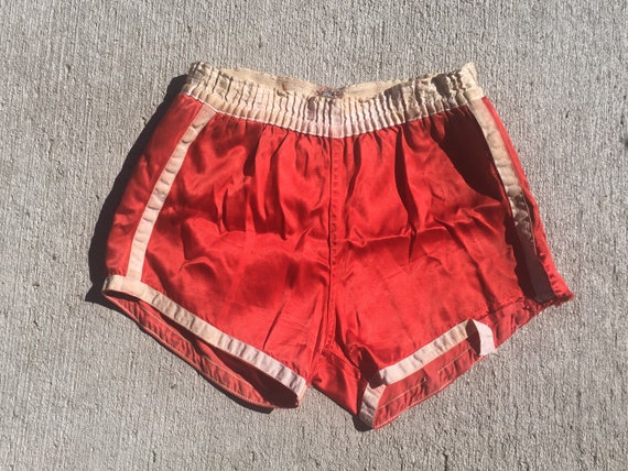 1940s Felco Basketball Shorts Sports Sport Gym Satin Red White S M Size  Small to Medium 40s 50s Antique True Vintage Athletic Wear Sateen -   Canada
