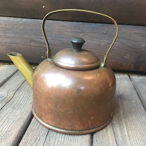 SALE Antique Copper kettle teapot Coppercraft Guild Taunton Mass Massachusetts rustic decor home living boho small cute tiny tea pot copper