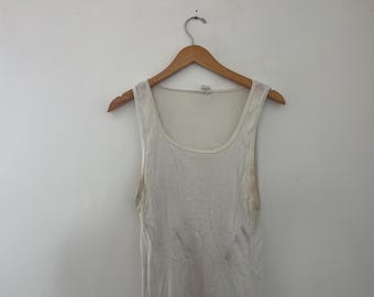 Véritable débardeur vintage fabriqué aux États-Unis, point unique blanc pleaser beater sans manches effet vieilli des années 70, 70, s m l petit moyen grand xl