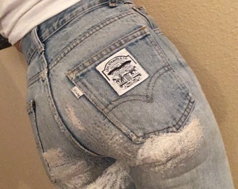 White Patch Levis - Etsy