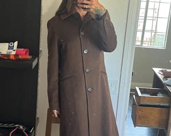Barney's New York 100 Cashmere Coat XS 90s 1990s Barneys NY Dark
