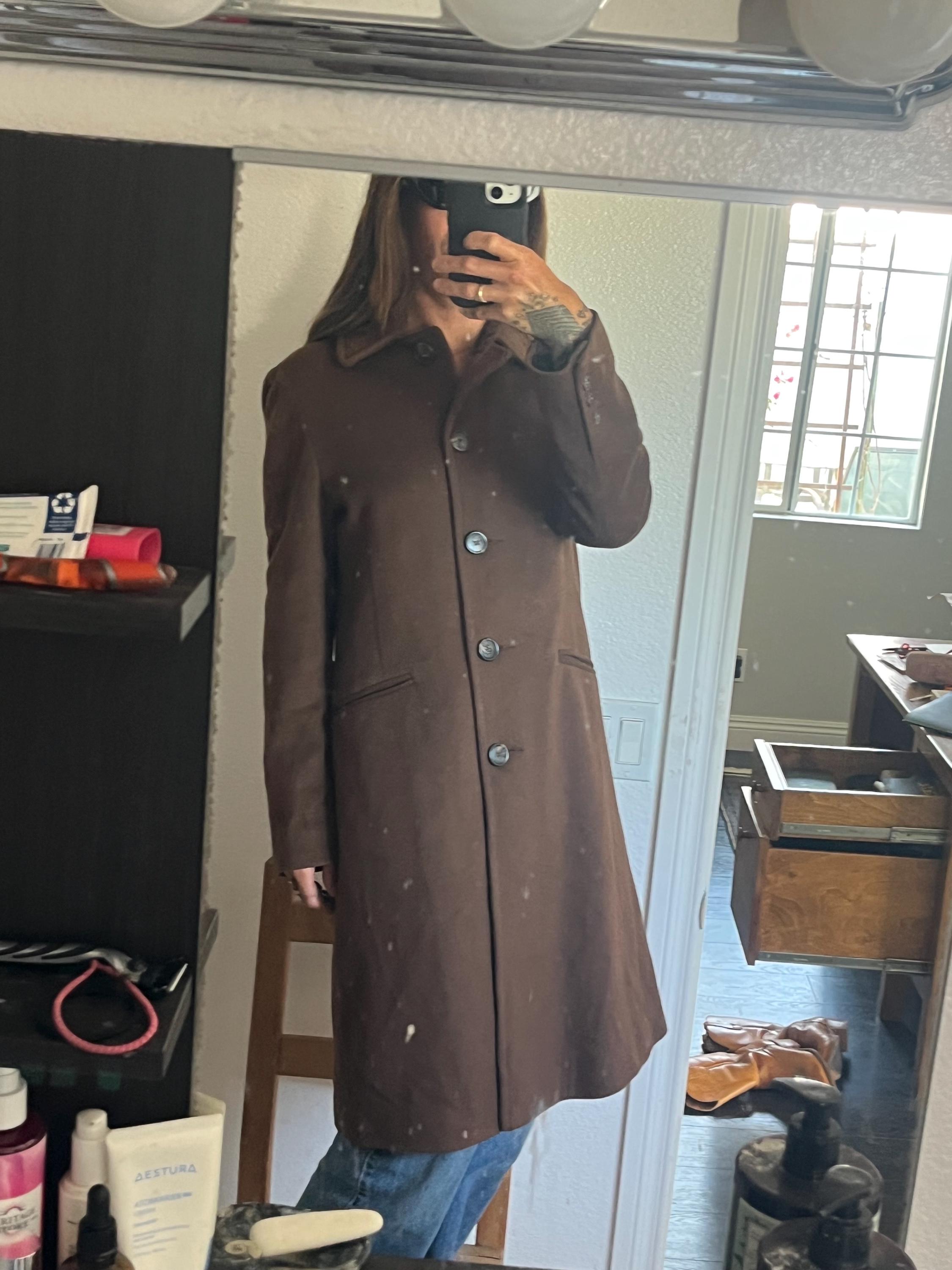 Barney's New York 100 Cashmere Coat XS 90s 1990s Barneys NY Dark