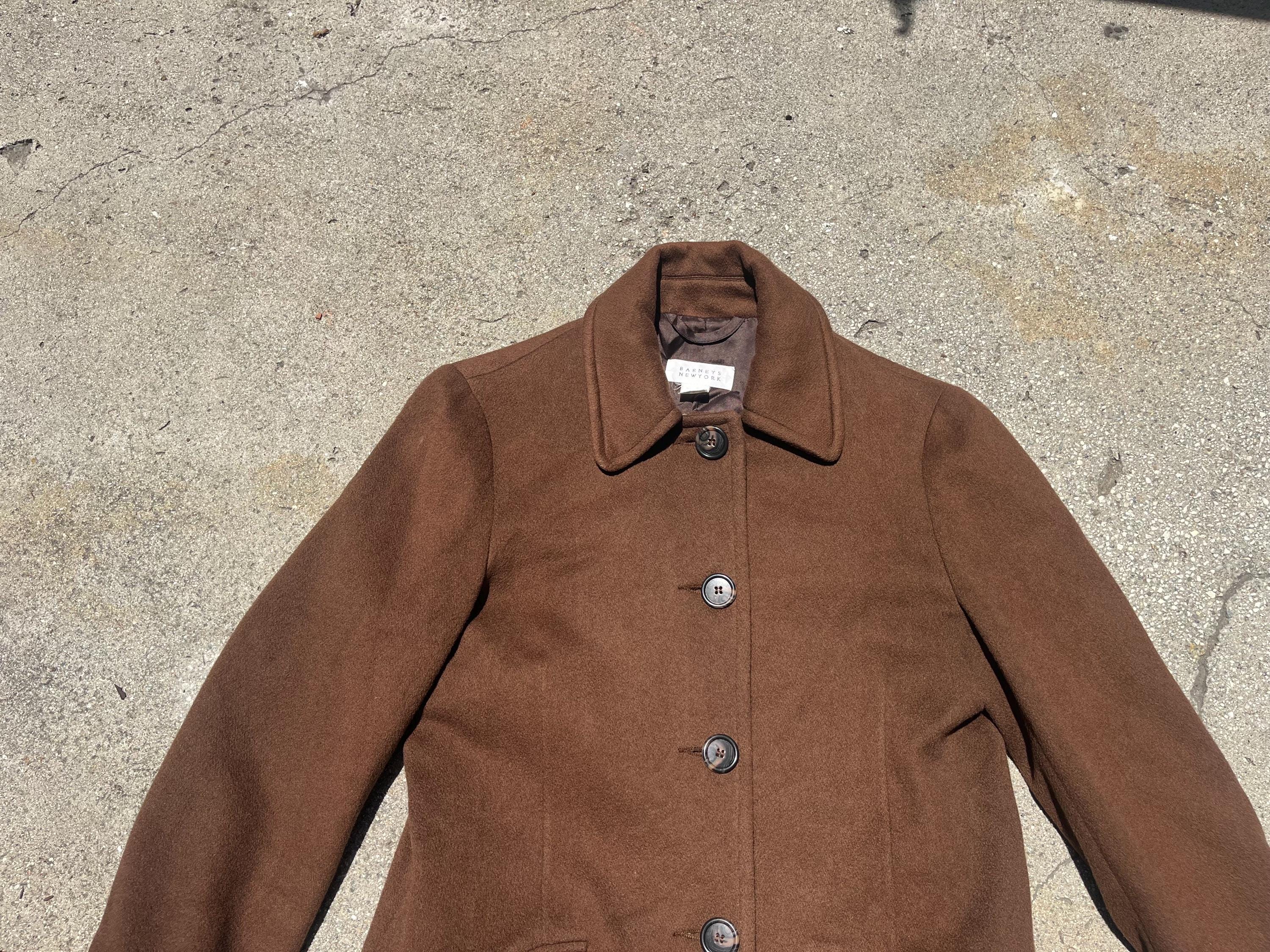 Barney's New York 100 Cashmere Coat XS 90s 1990s Barneys NY Dark