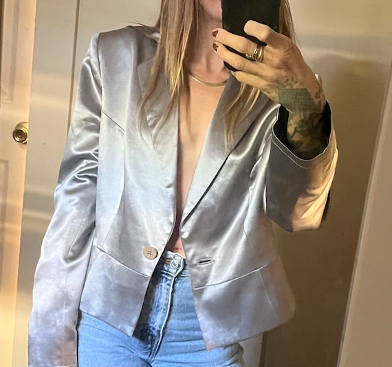 アルマーニ シルク ブレザー グレー サテン イタリア ジャケット