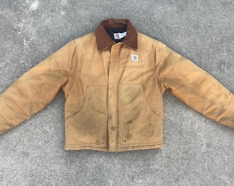 ジャケット・アウター 80's CARHARTT 100 Years Duck Rib Jacket Vintage Carhartt 100 Anniversary Duck Chore Coat Jacket