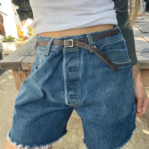 Vtg 30 Levi's 501 jorts baggy cut off mid blue dark blue 32 28 long jean shorts cutoffs loose fit y2k 90s vintage Levis 501s 4 6 8 10 12 m l