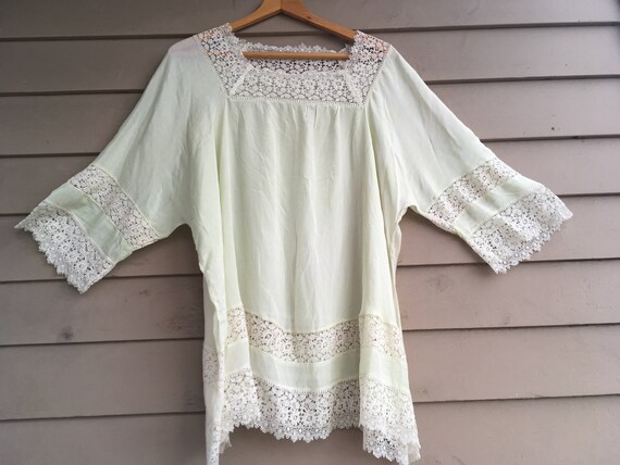 SALE 1920s silk blouse handmade lace M L XL medium large extra | Etsy