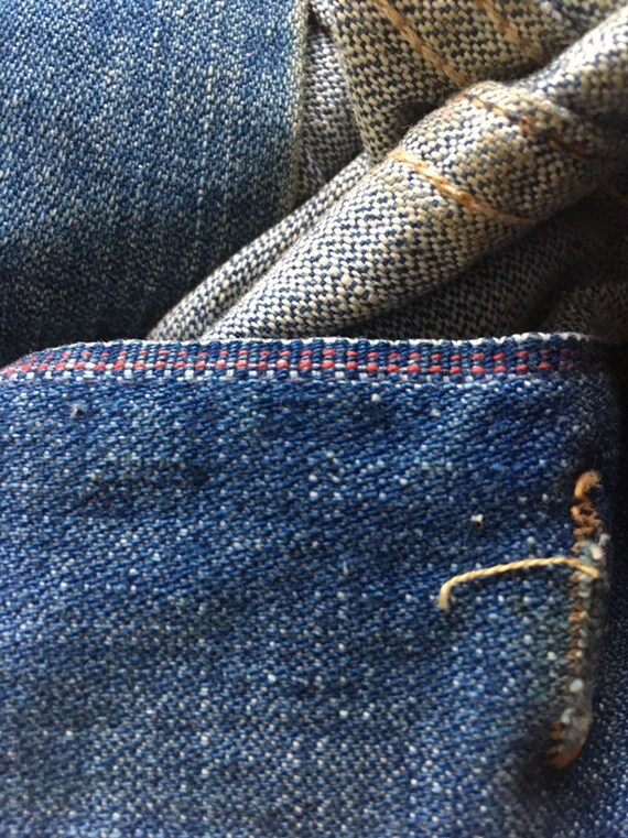 SALE 1960s Embroidered Denim Jacket XS S Extra Small Blue