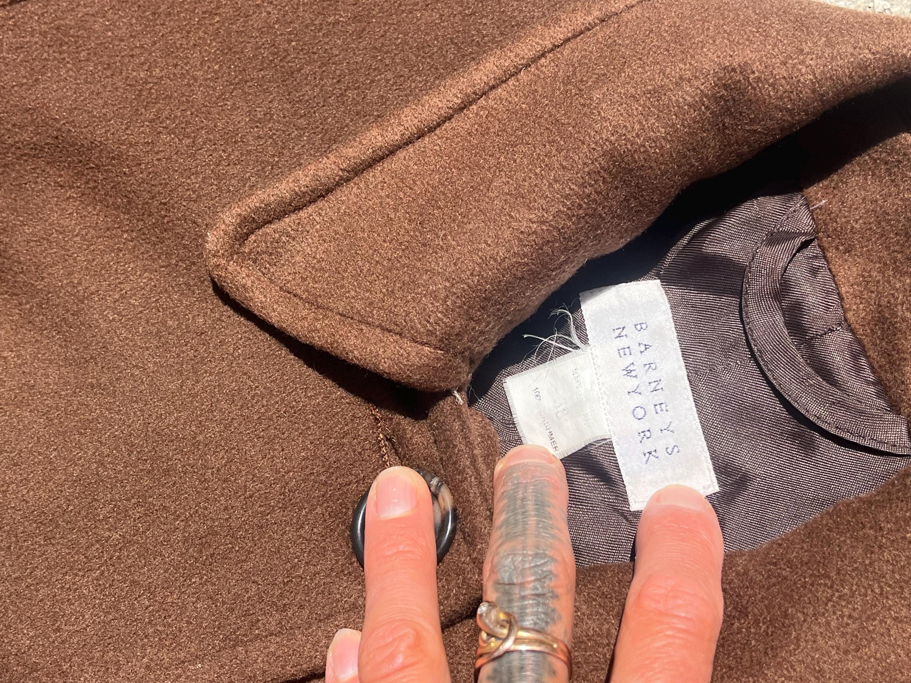 Barney's New York 100 Cashmere Coat XS 90s 1990s Barneys NY Dark