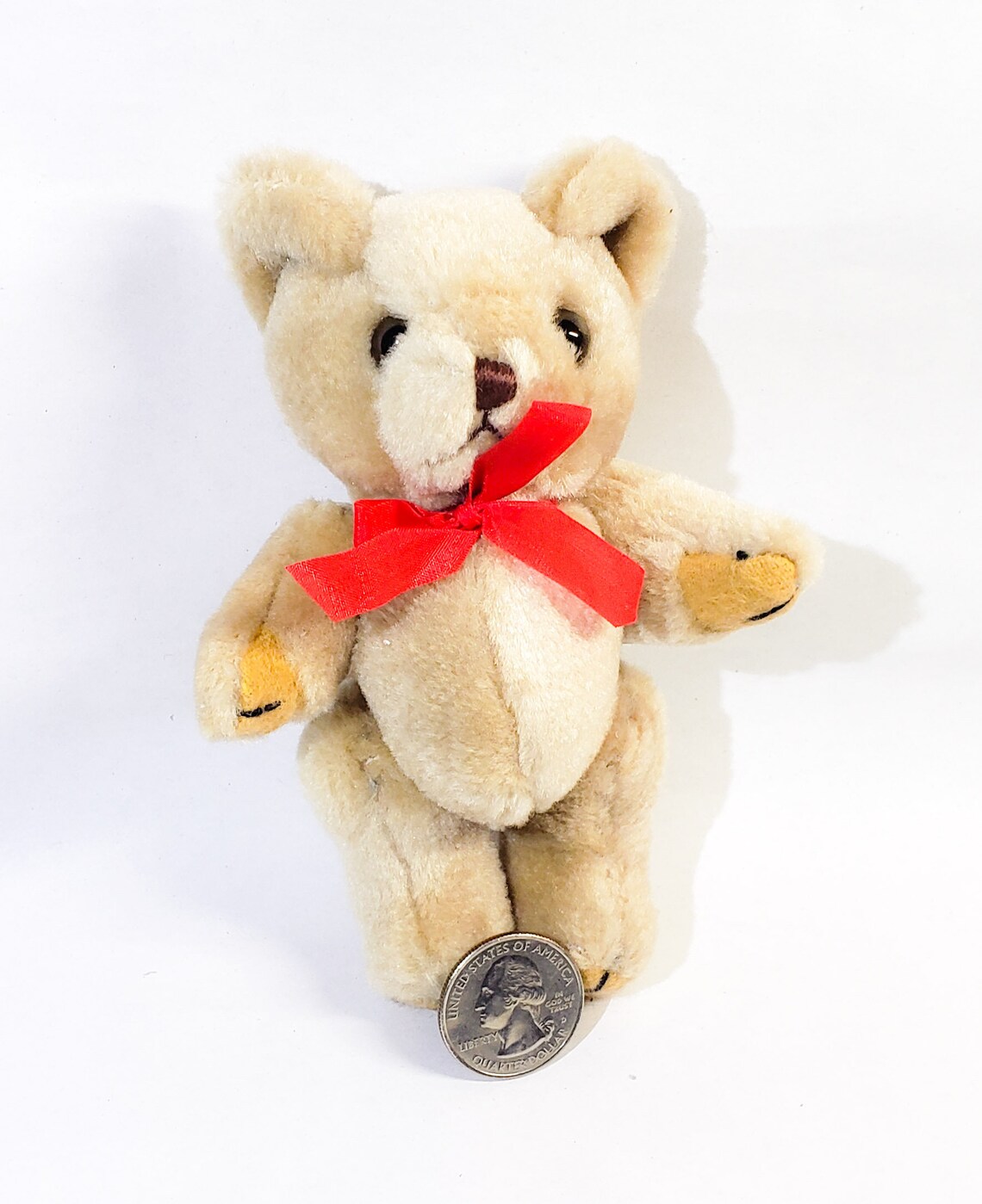 Miniature Poseable Plush Toy Bear With Ribbon 5 Inches Tall - Etsy