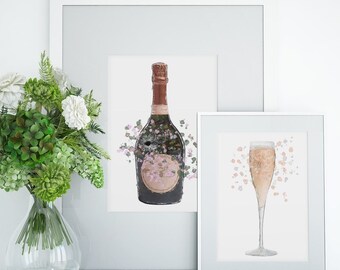 Kitchen A3 Art Poster Print Deco Rose Wine Art Art Poster