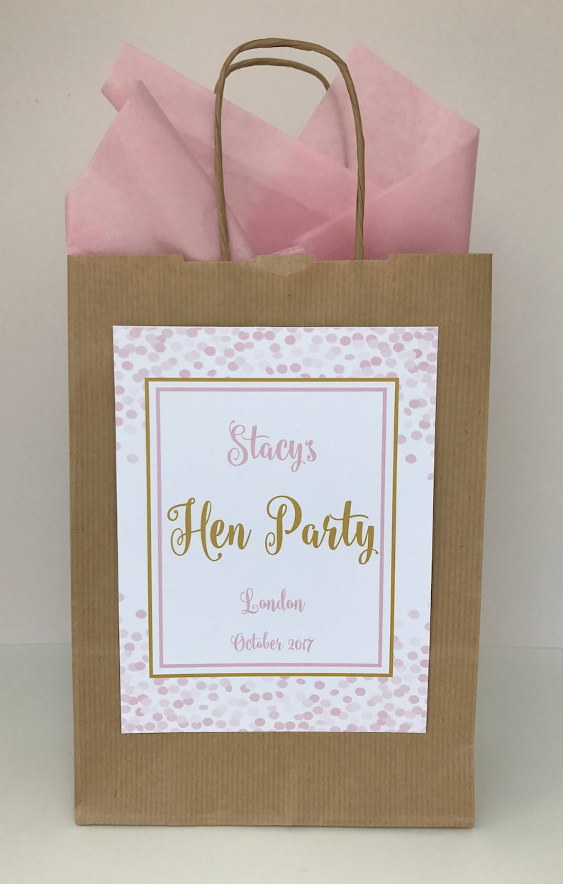 Personalised hen party night weekend gift favour bag confetti vintage