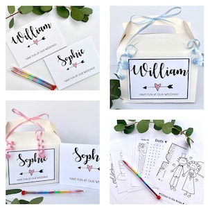 Personalised Children's Wedding Activity Box Activity Pack Kids Gift Favour | Text
