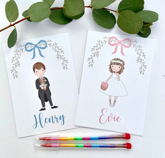 Children's Personalised Wedding Activity Pack Boy Guest Favour A6 White