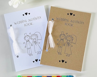 Children's Wedding Activity Pack Book Gift Favour A6 Vintage Style Brown | White Card