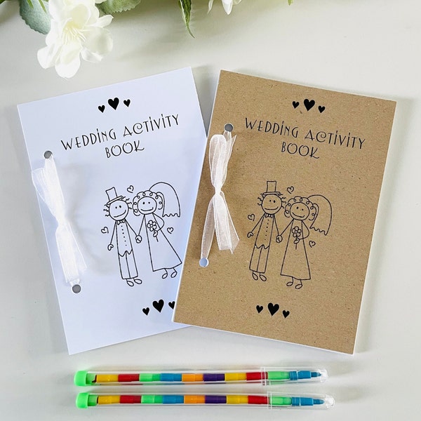Children's Wedding Activity Pack Book Gift Favour A6 Vintage Style Brown | White Card