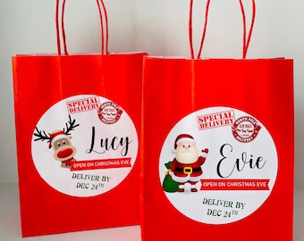 Christmas Eve Bag | Christmas Gift Bag | Personalised Christmas Bag | Santa Hamper | Night Before Xmas | Childrens Christmas Eve Bag | Red